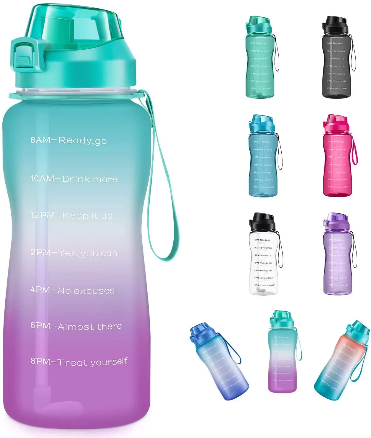 Gallon & Half Gallon Straw Motivational Water Bottle With Time Marker ...