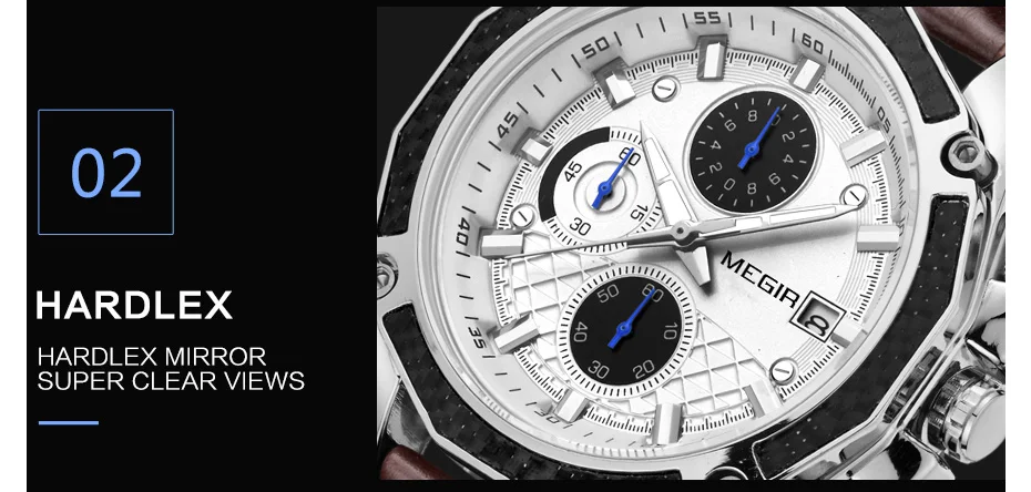 Luontir — montre à Quartz avec bracelet en cuir pour homme, accessoire de mode masculin, style militaire avec chronographe analogique, calendrier, 2015