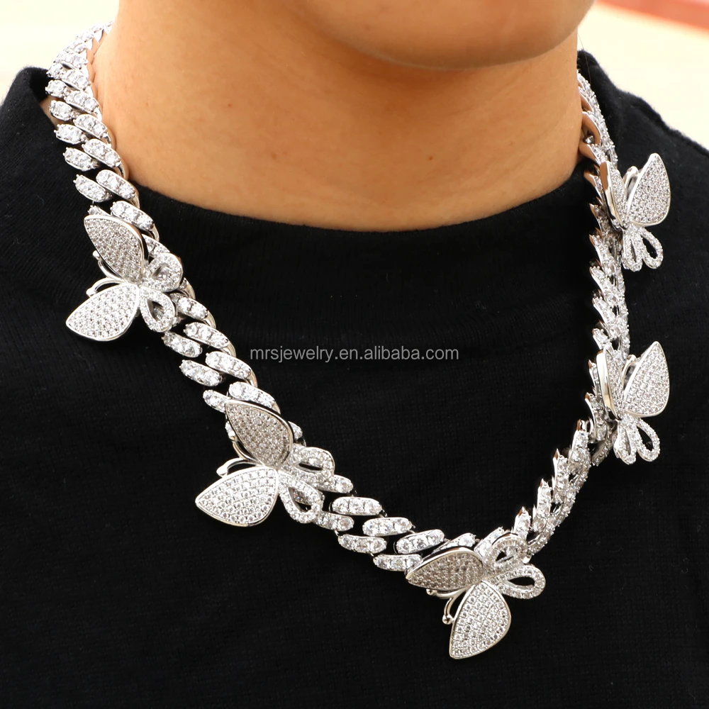 Fashion Girls Gift Butterfly Cuban Link Chains With ...
