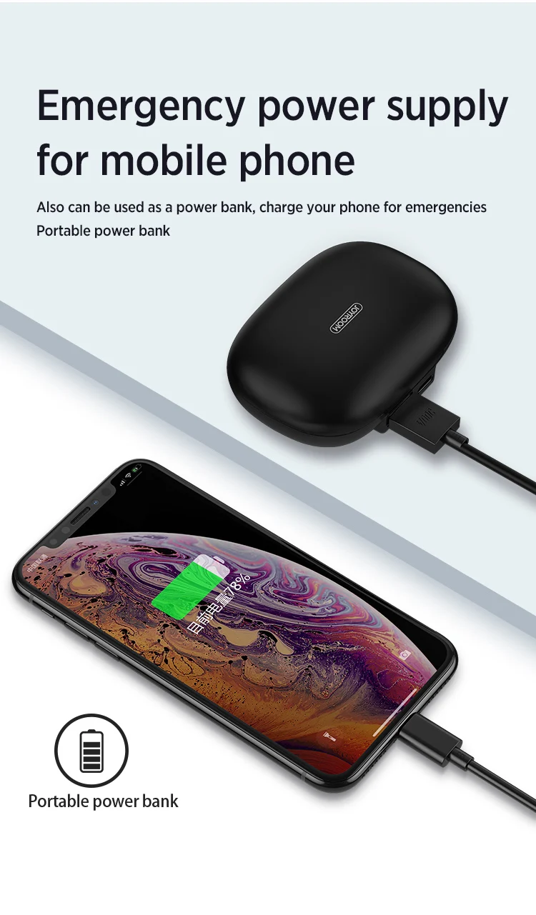 JOYROOM bluetooths earbuds power bank earphone in-ear waterproof noise cancelling dj tws wireless headphone with microphone - ANKUX.COM