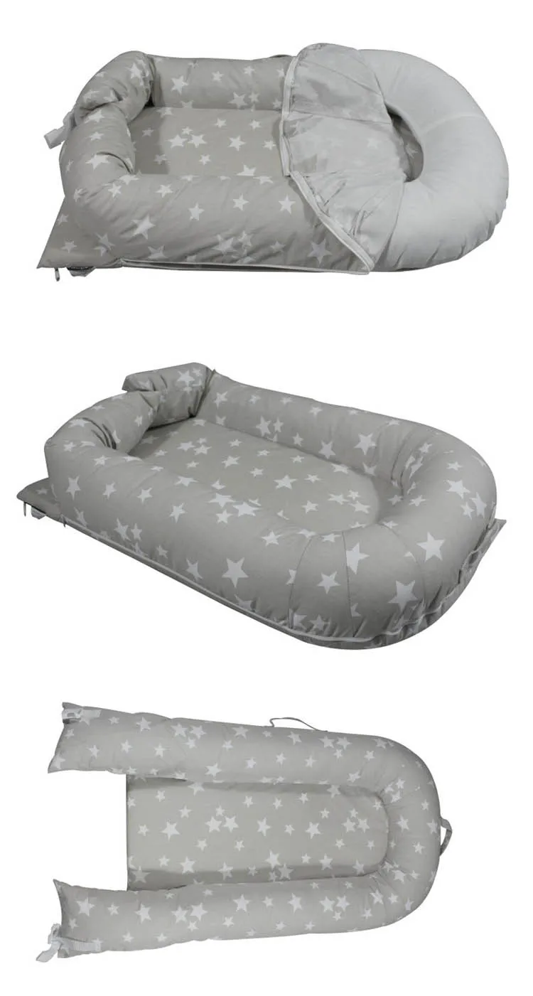 100% Organic print cotton material portable  multifunctional  soft newborn baby lounger,baby nest