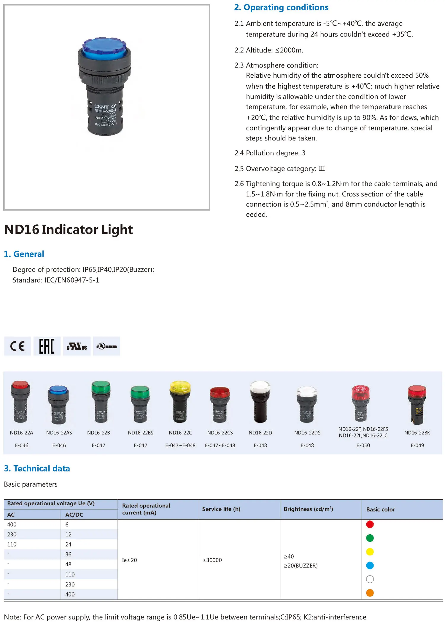 Chint ND16 Pilot Light ND16-22D/2 ND16-22CS ND16-22DS ND16-22FS ND16-22BS 24V 220V CHNT LED Indicator