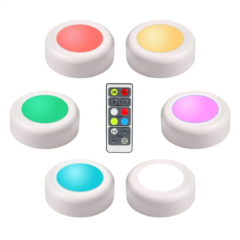 6-Pack RGB Motion Sensor Puck Lights | Rechargeable Under Cabinet Lighting With Remote & Magnetic Mount