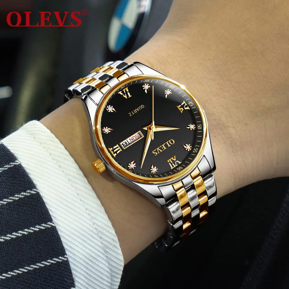 2020 Olevs Men's Classic Stainless Steel Watch Men's Business Casual ...