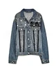 2017 spring funky women's denim jacket with metallic details new fashion ladies denim long jacket for European