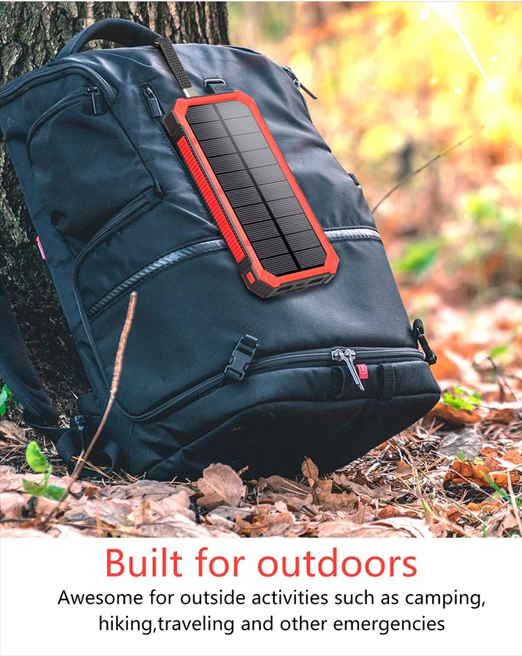 Solar Power Bank 15000mAh Portable Power Bank Solar Phone Charger Fast Charger Dual USB for Smartphones Tablet - ANKUX.COM