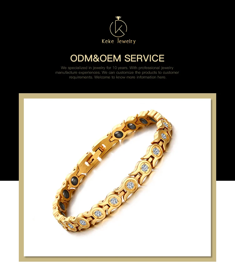 High Quality Korean version of zircon inlaid black stone stainless steel gold bracelet for women SBRM-102