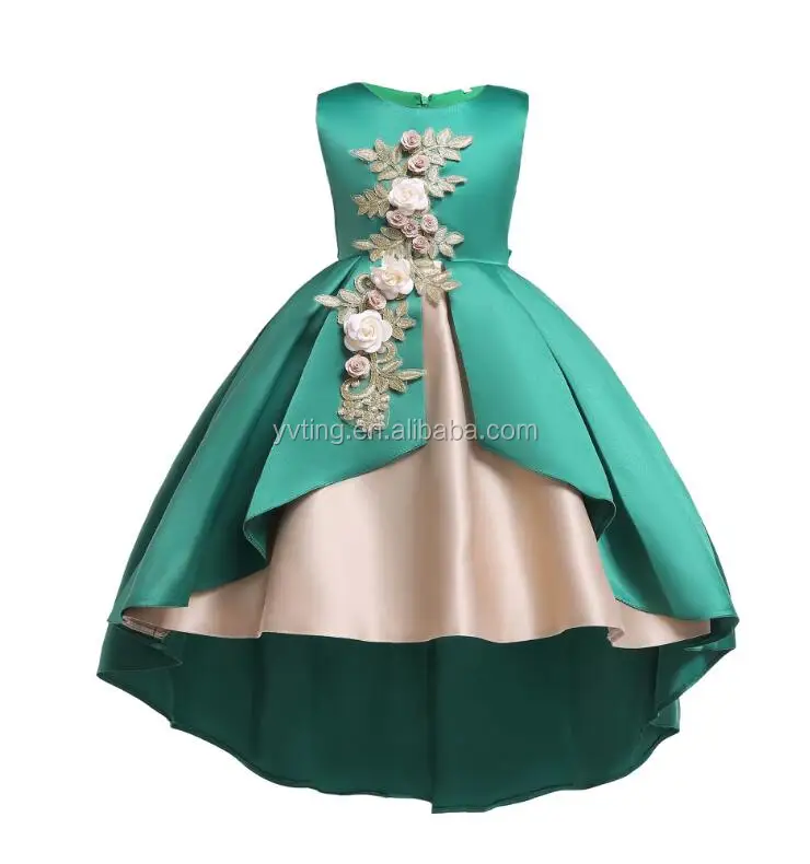 Floral Embroidery Sleeveless Princess Party Dress Girl Multicolor Princess Dress