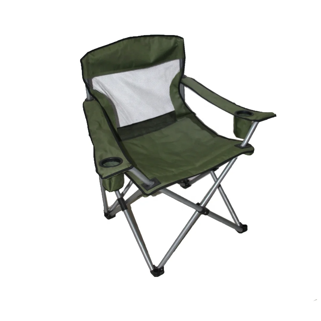 Alightup Chaise de Camping Pliantes Confortable avec Accoudoirs,Chaise de Plage Fauteuil Pliable Légère avec Boisson et Sac de Transport,Fauteuil de Peche Gris