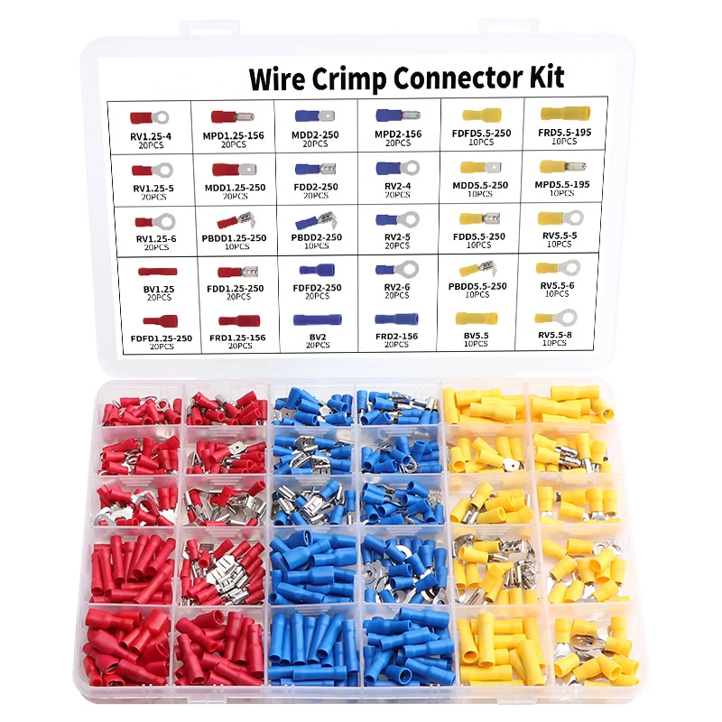 480pcs Insulated Crimp Cable Kit Electric Ring Crimping Terminal Wire