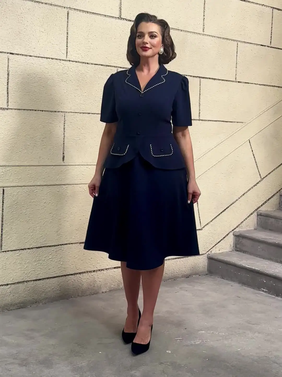 midi formal dress for women for interview ASHLEYlauren Balloon Sleeve Cocktail Interview Dress 4811