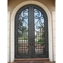 Nouvelle Conception arc haut porte d'entr&eacute;e en fer forg&eacute;/ext&eacute;rieur porte en fer forg&eacute;