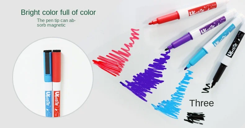 Youliyou Children's Whiteboard & Blackboard Erasable Pen with Black & Blue Ink Reusable 10x120mm details