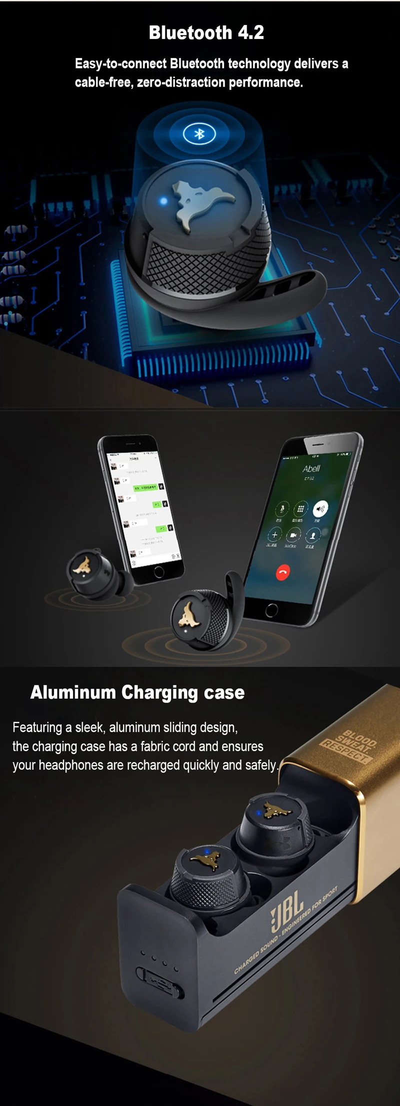 orignal JBL UA FLASH PROJECT ROCK True Wireless Earphone Bluetooth Sport Earbuds Waterproof Headphone Handsfree Call with Mic - ANKUX.COM
