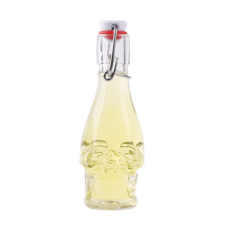 5oz Skull Bottle 150ml Hot Sauce Woozy Glass Bottle With Swing Top Cap