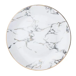 Nordic INS Marble white 8 inch / 10 inch ceramic charger dinner steak dessert plate for wedding and hotel