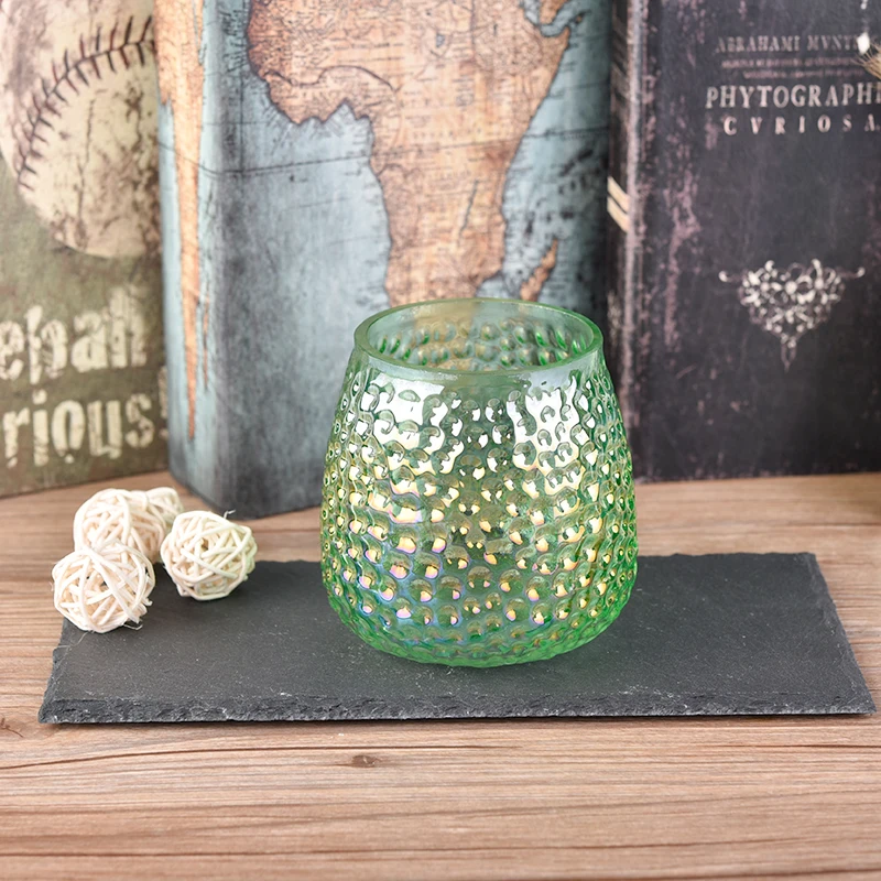 Antique green custom candle container votive glass candle vessel home decor factory
