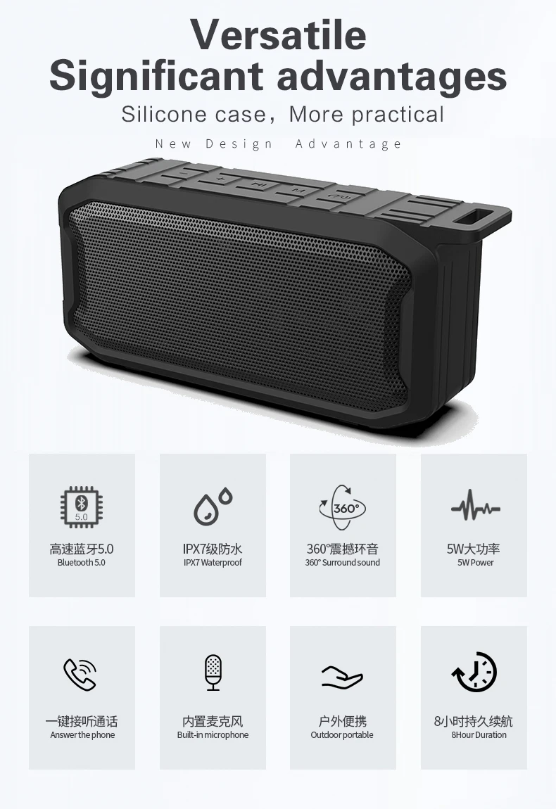 8Hours Duration Outdoors Portable Waterproof Wireless Bluetooth Speakers - ANKUX.COM