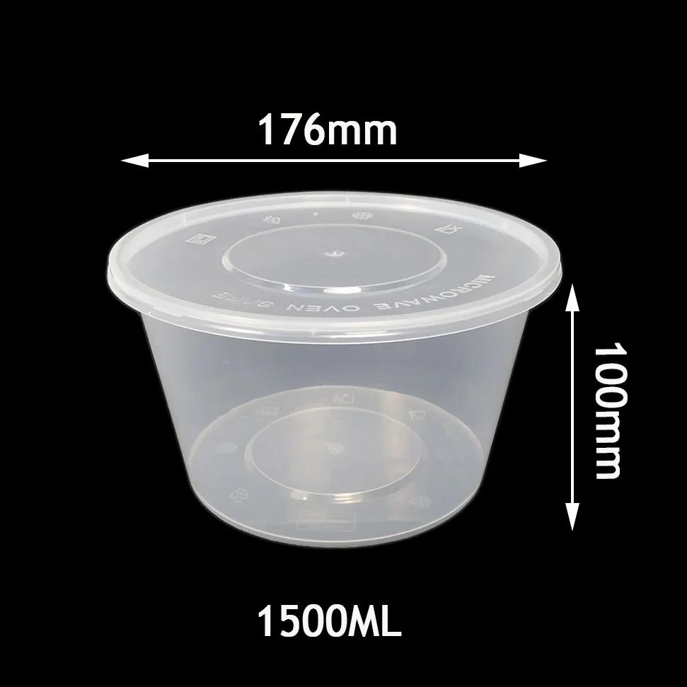 Disposable Wholesale 1750ml / 60oz Plastic Heat Seal Food Containers With Lids Microwaveable