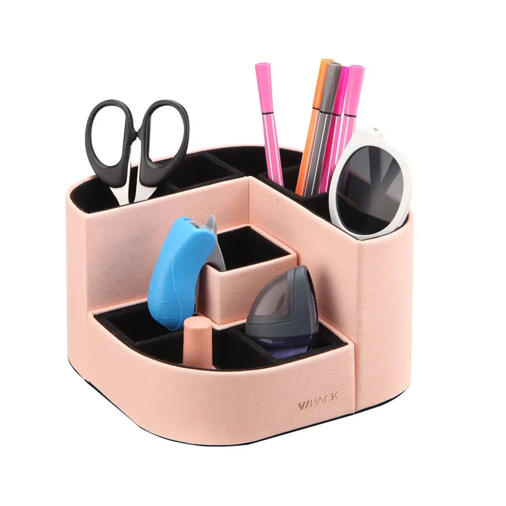 
Desk organizer luxury color business table organizer PU leather desk set 