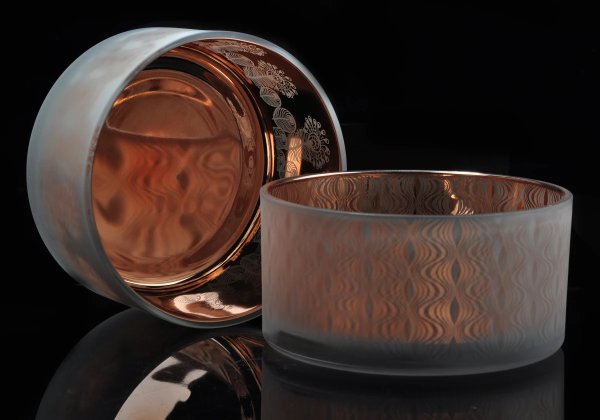 Large Capacity 52oz Candle Glass Container With Gold Plating