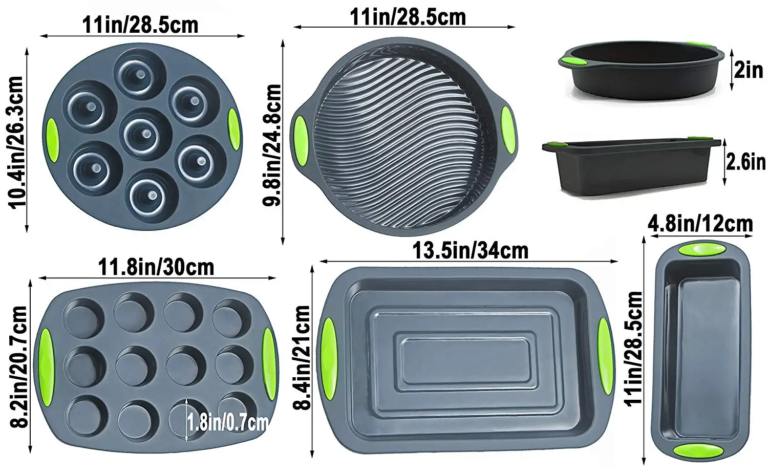 41pcs Silicone Bakeware Set, Nonstick Muffin Pan, Toast Pan