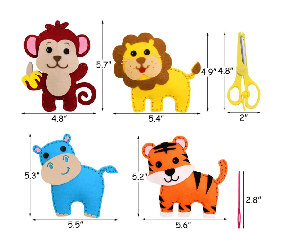 Creative Rainforest Jungle Animals Sewing Craft Kit Children's