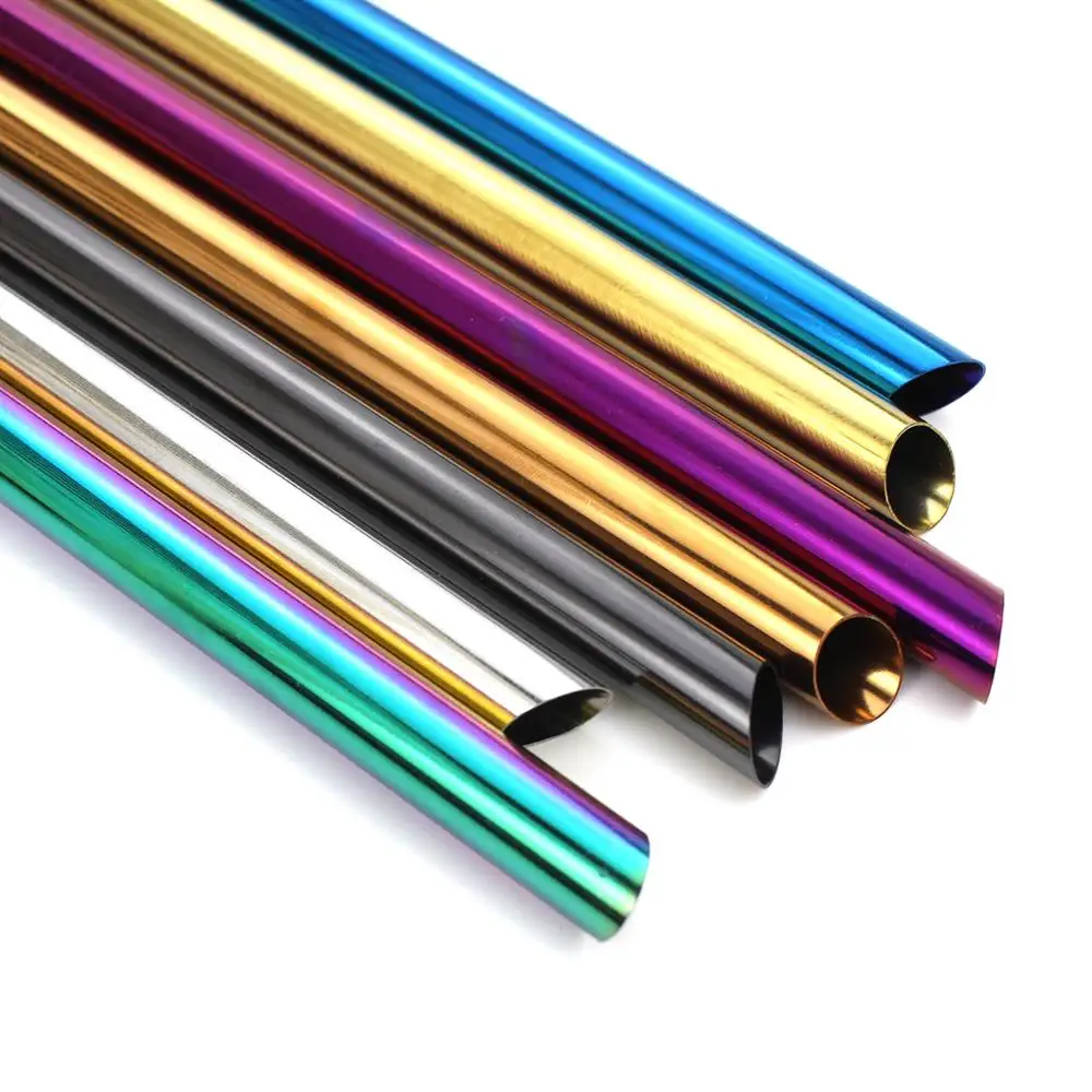 High Quality Colorful 304 Stainless Steel Straws Bubble Tea 12mm Diameter Straws