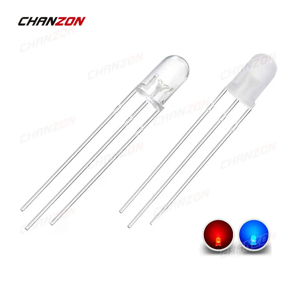 100pcs 5mm Red Blue Bicolor LED Diode Common Anode Cathode Round Lens DIY DIP 3V 3pin Dual Color Lamp 5 mm Light Emitting Diode