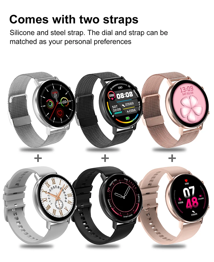 Smartwatch with Steel&silicon strap DT96 wrist watch blood pressure oxygen monitoring