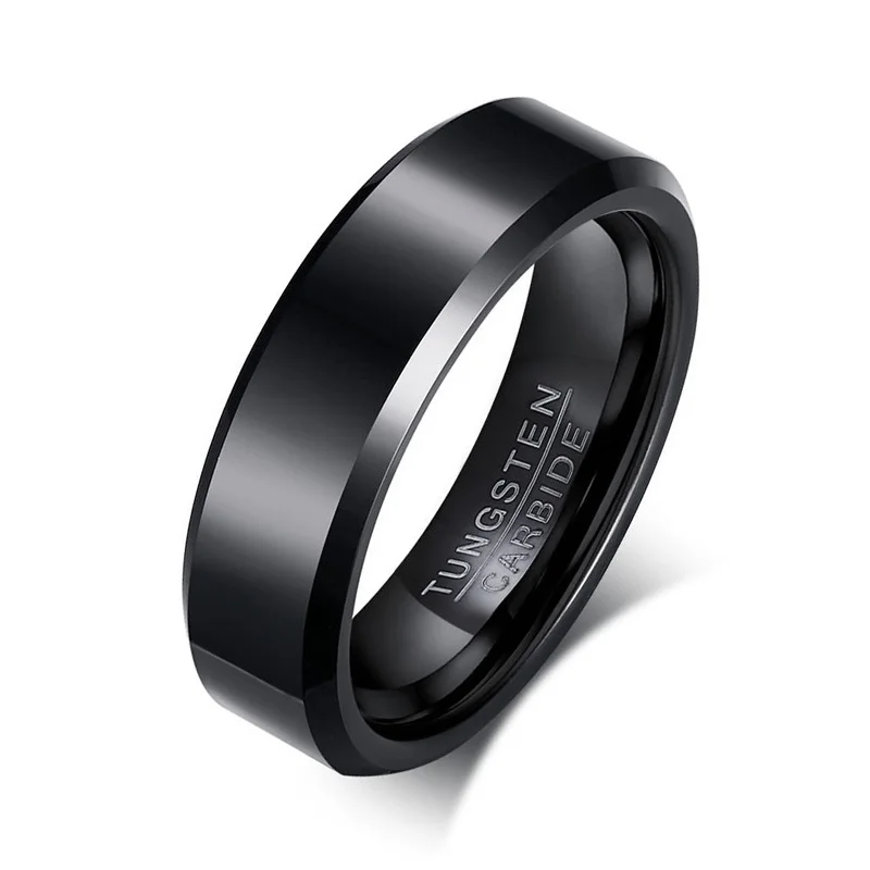 High Polished 6mm Silver Black Tungsten Carbide Men Ring Fashion Jewelry Buy Ring Fashion