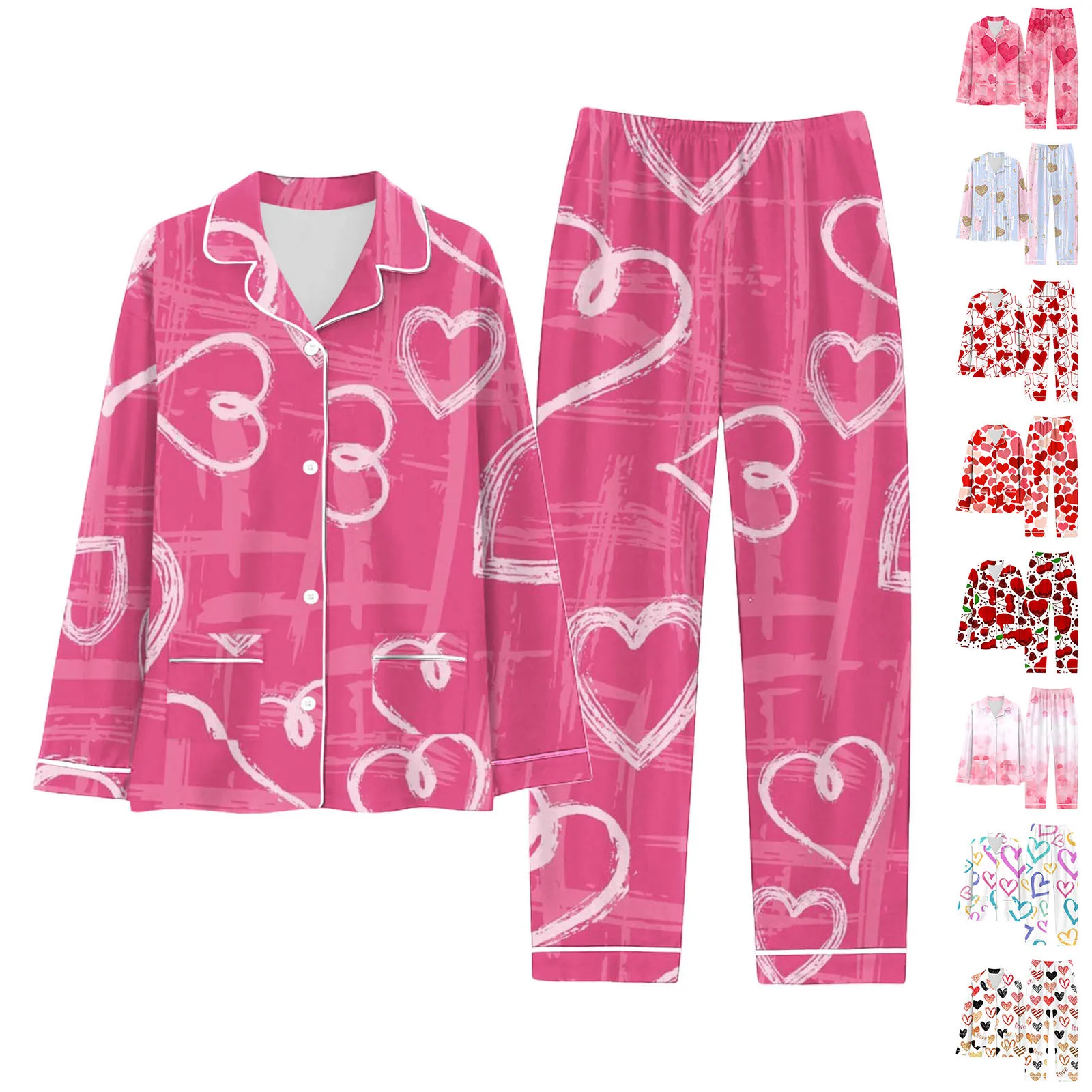 New Valentines Day Gift 2024 Matching Sleepwear Valentines Heart Print ...