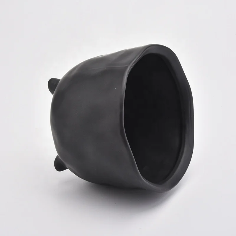 Luxury black ceramic standing candle holder home decoration