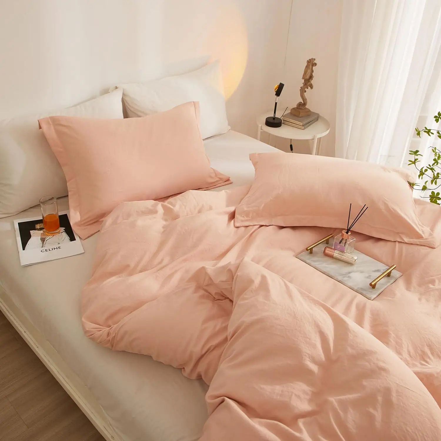 Modern Style Pink Microfiber Duvet Cover Set Full Size Soft Washed 3-Piece Bedding Set supplier