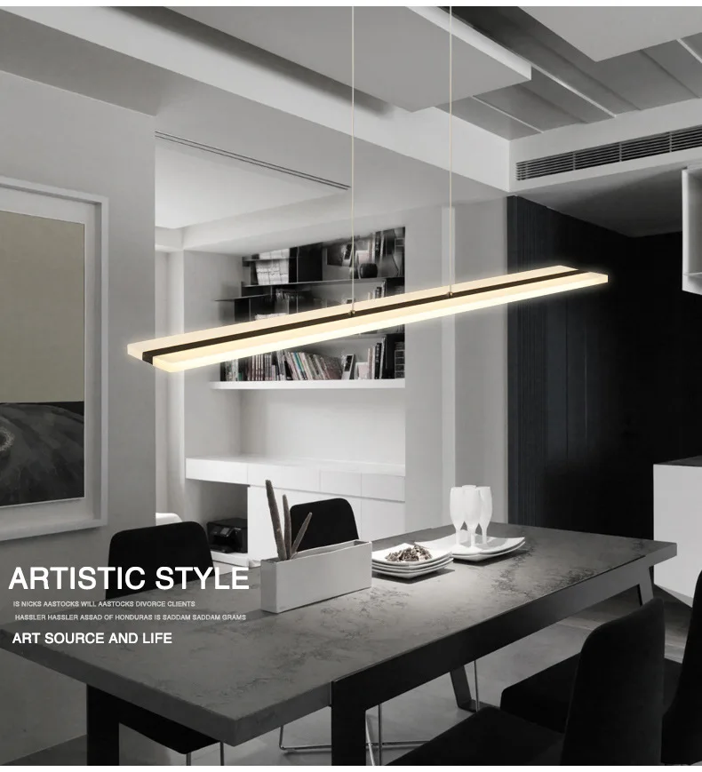 White rectangle kitchen nordic chandelier modern pendant light led long dining pendant lights