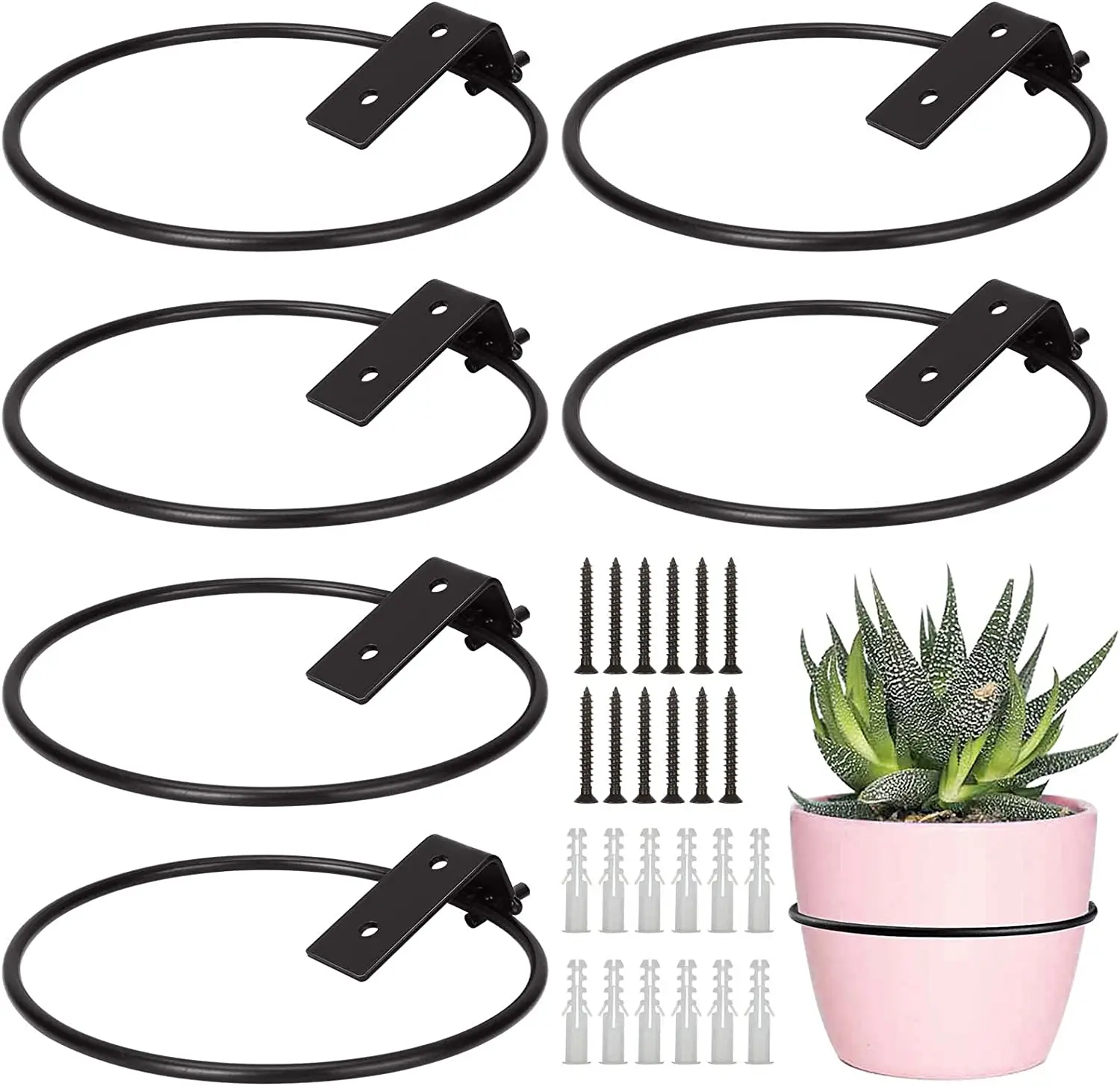 Metal Wall Mounted Pot Ring Planter Holder Adjustable Flower Pot Holder