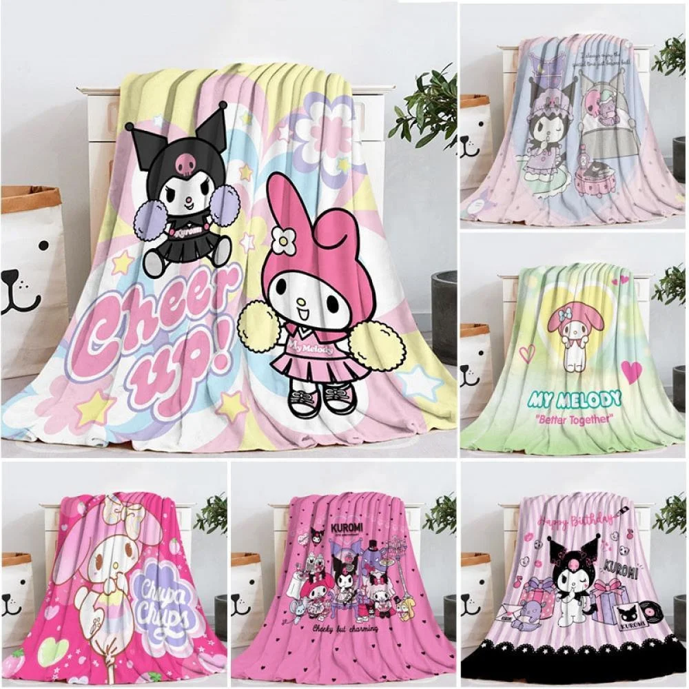 Kuromi Plush Blanket Kawaii Sanrioed Kt Cat Cute Cartoon Anime Soft ...