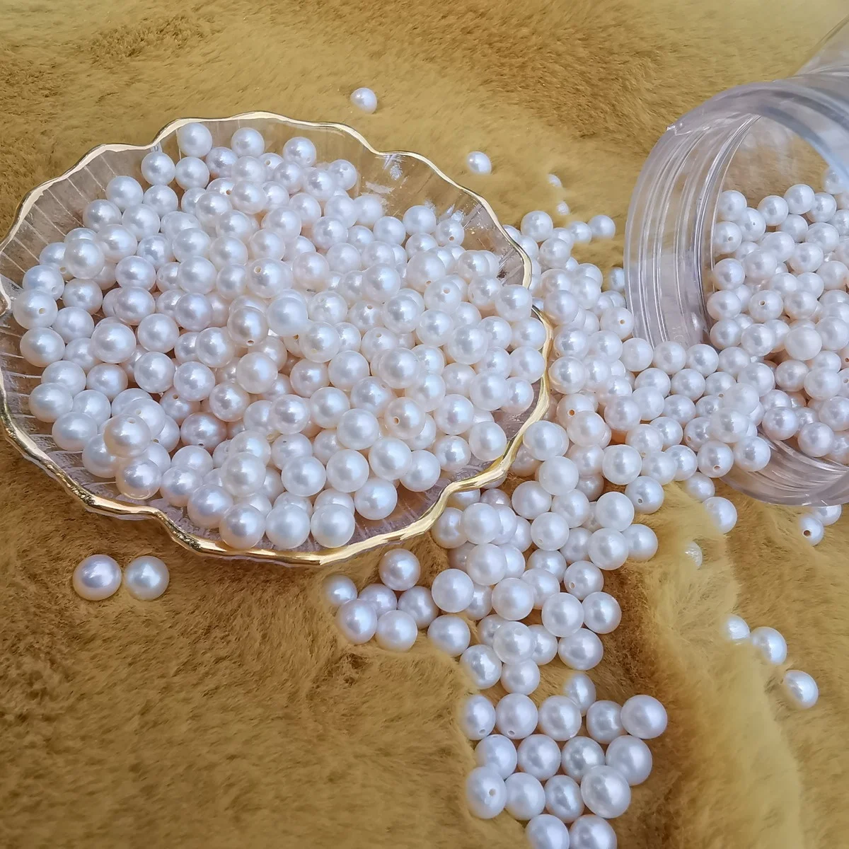 
Grade AAA+ to AAAA round loose pearls half drilled freshwater pearl beads natural 5mm 6mm genuine pearl wholesale accept OEM ODM 