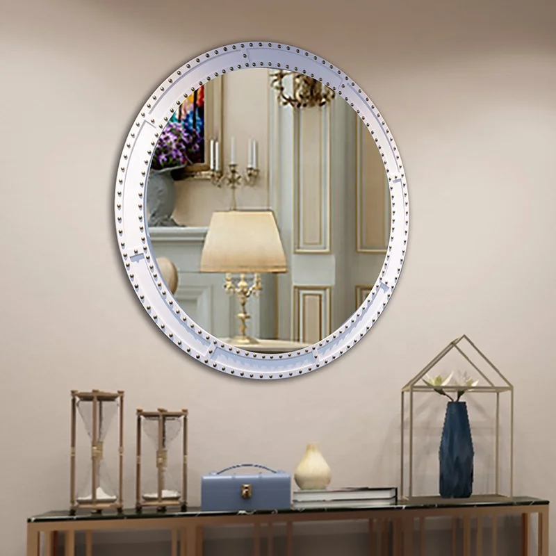 Wall Mirror Wooden Simple Wholesale white Custom Wood Art Glass Frame Decorative home and Hotel