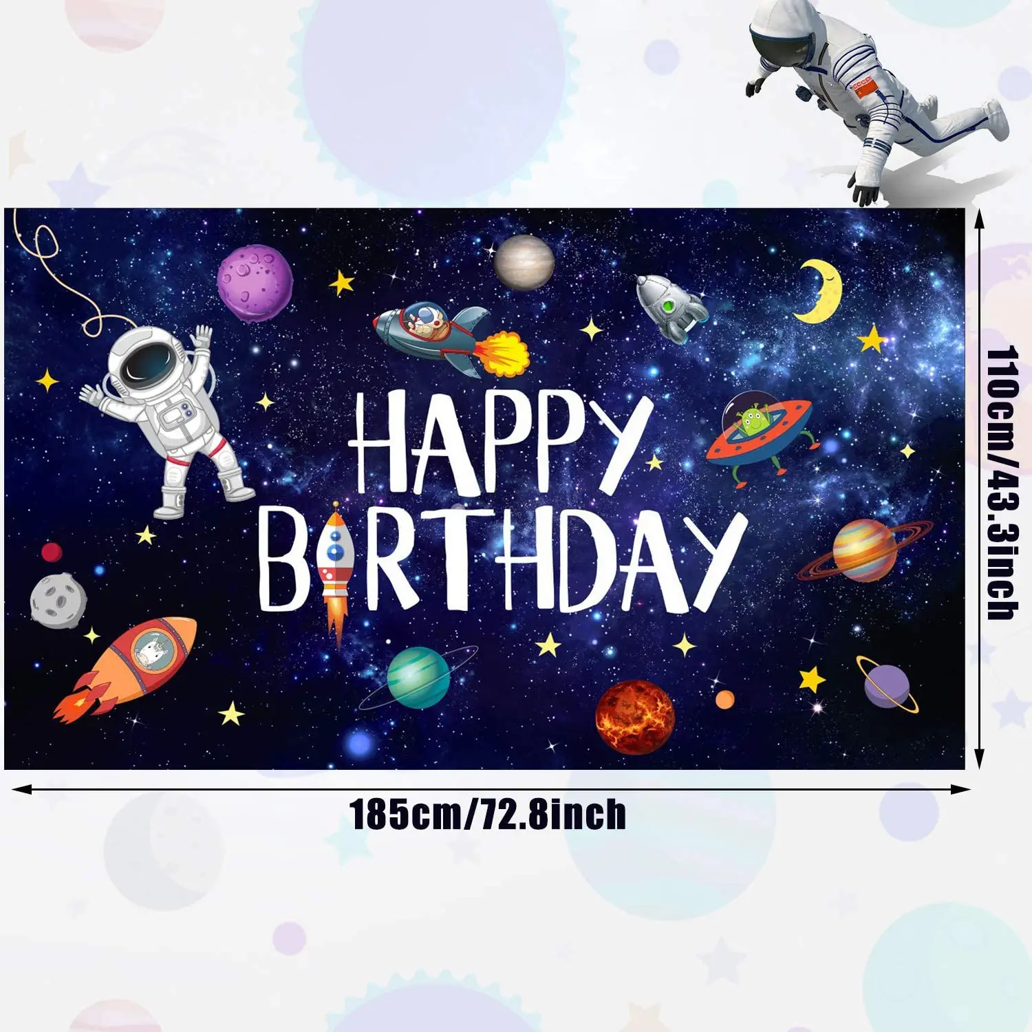 7x5ft Outer Space Happy Birthday Photography Background Astronaut ...