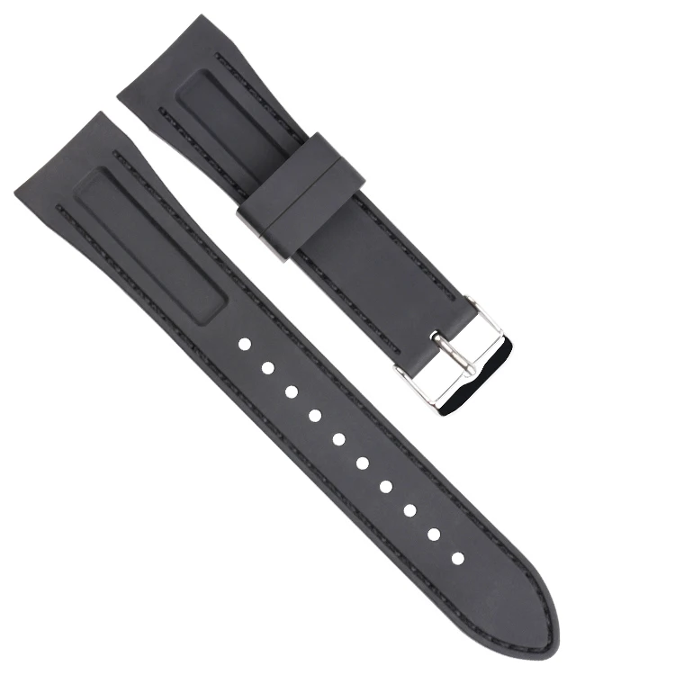 重型强力男士风格弯曲手表橡胶表带