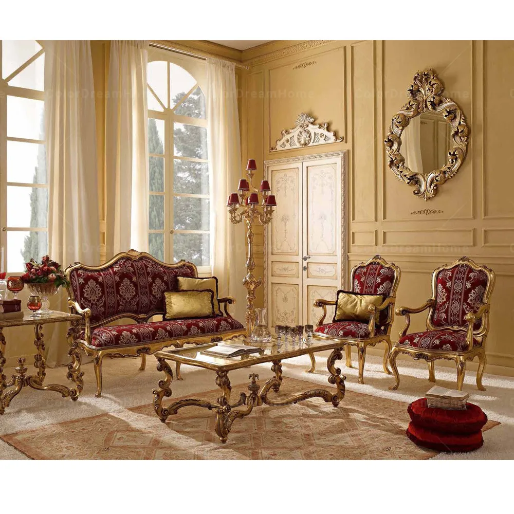French Country Red Fabric Sofa Set Living Room Furniture Buy Sofa Set