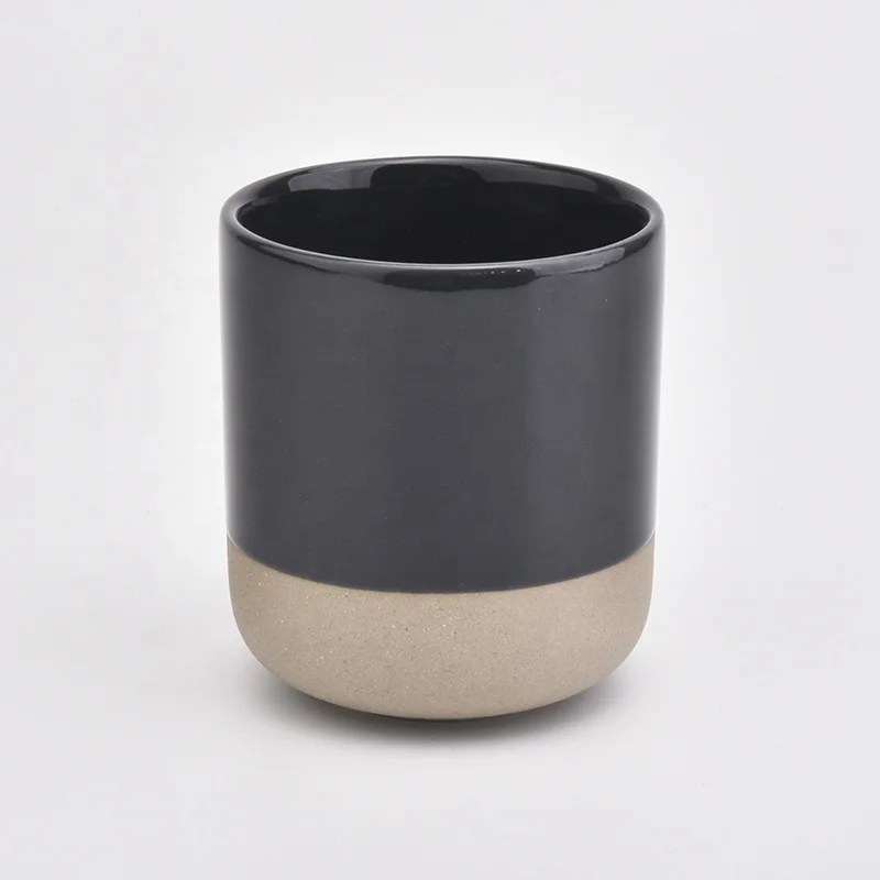 10OZ Black Glaze Ceramic Candle Holders