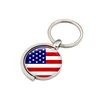 Spinning Epoxy Resin Printing Round Keyring Metal American Flag Keychain