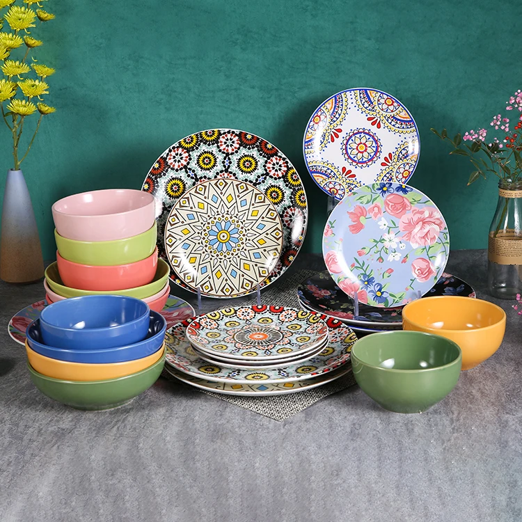 Wholesale Dinnerware Sets Luxury Porcelain Coloful Crockery Ceramic