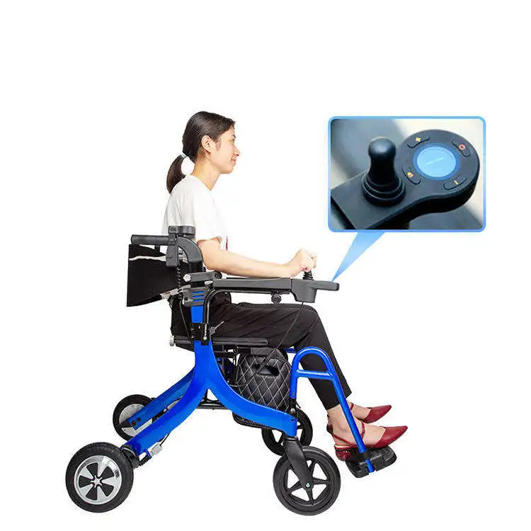 Power Wheelchair electric handicapped disability 5 IN 1 adjustable direction foldable  rollator  walker wheelchair manufacture