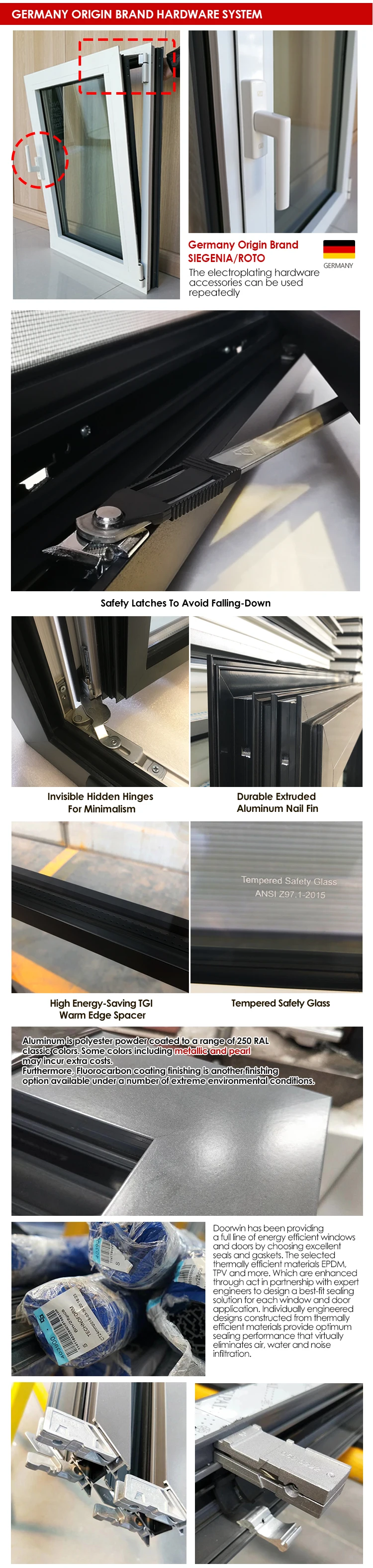 Superior brand Doorwin aluminium hurricane impact windows windoor and doors