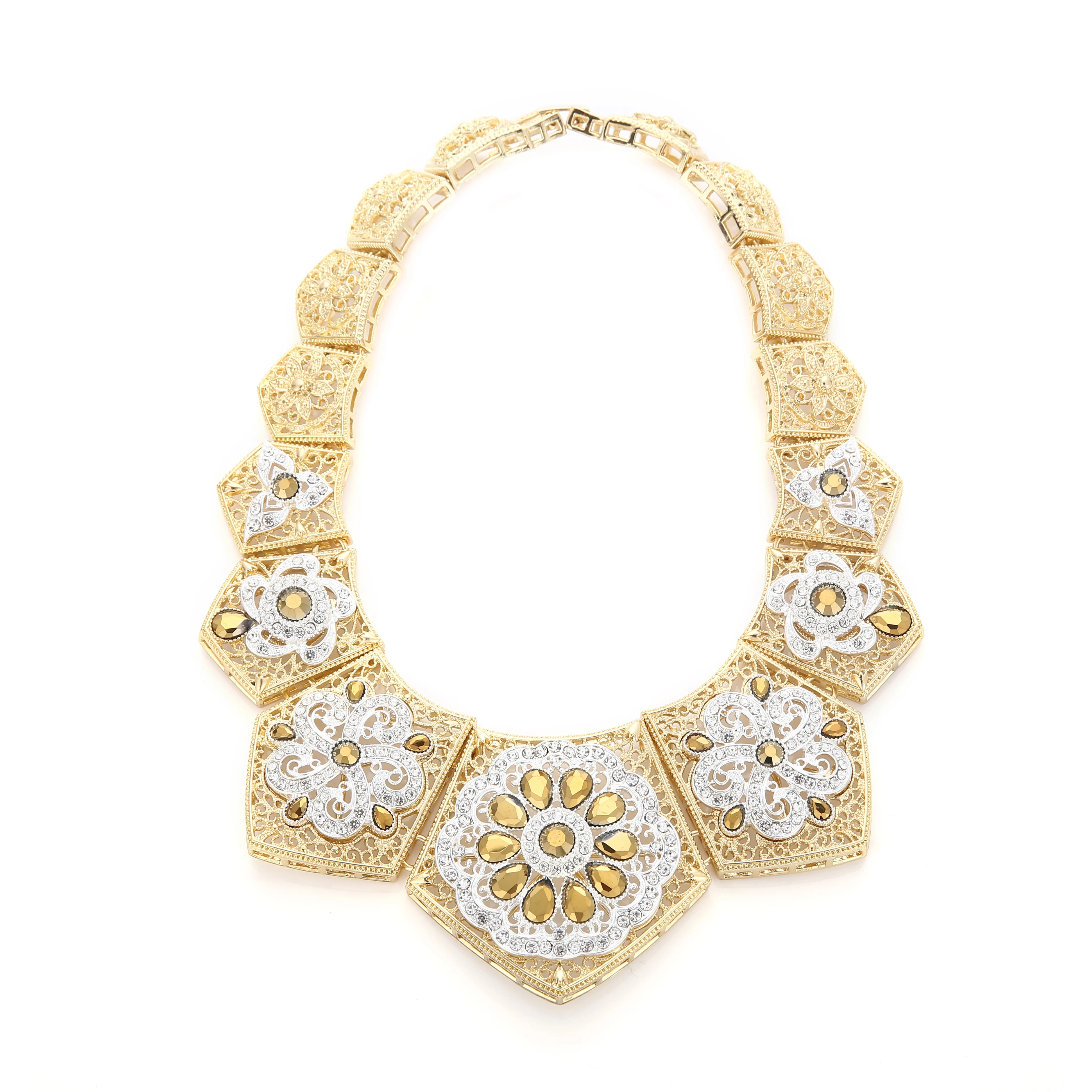 豪华婚礼首饰套装为阿拉伯穆斯林女性设置六件珠宝套装与五颜六色的