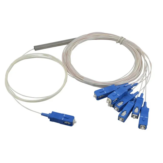 900um 1.5M 1*8 mini module Fiber optic PLC splitter with connector sc/upc manufacturing