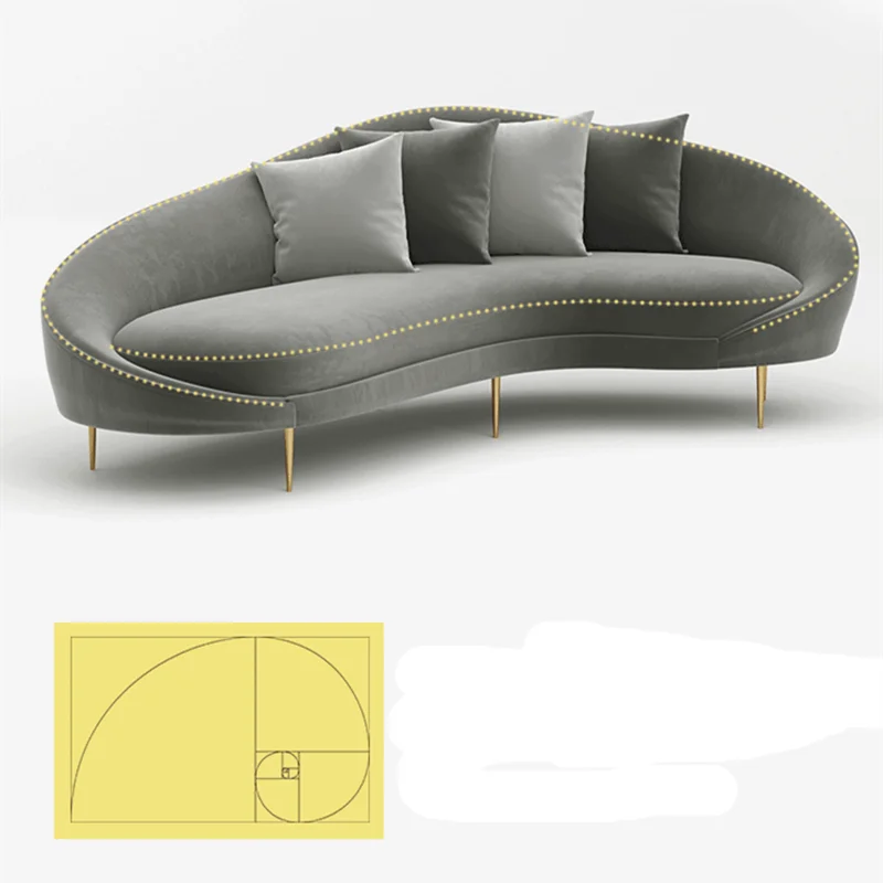 Cbmmart Modern Design Living Room Velvet Sofa with Golden Legs